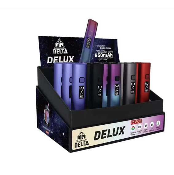 MR DELTA | DELUX 510 Thread Cartridge Battery Box of 15 JJ Trading Inc. MR DELTA | DELUX 510 Thread Cartridge Battery Box of 15 JJ Trading Inc.