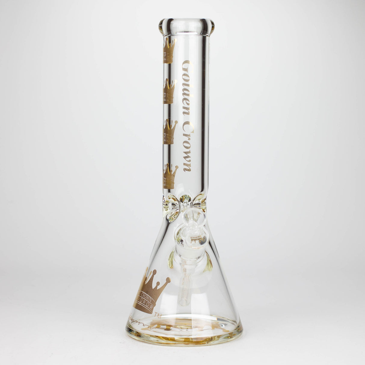 Golden Crown™ | 14 Inch 9mm glass bong with Signature and 24K Gold Emblem