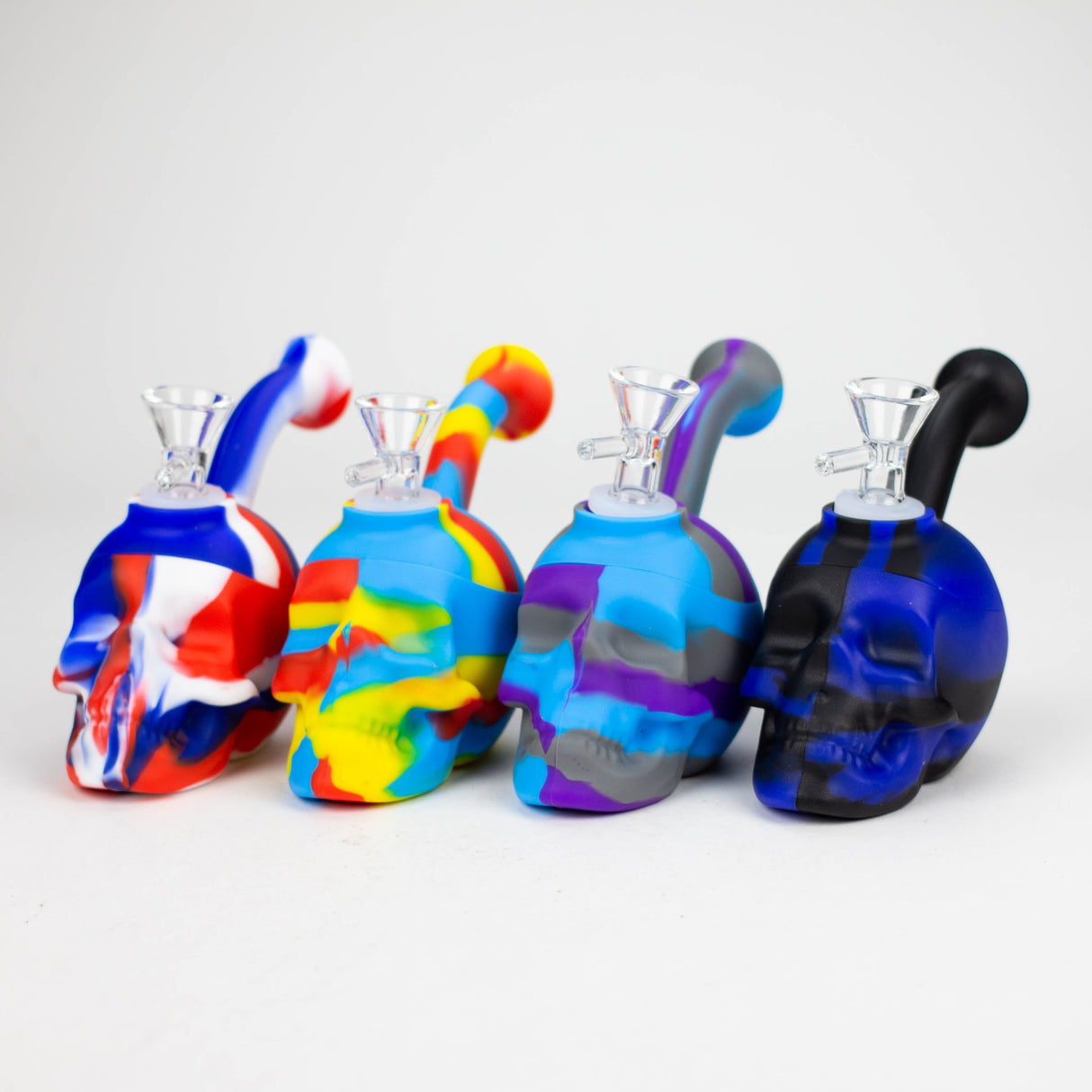 6" skull multi colored mini Bubbler [178P]