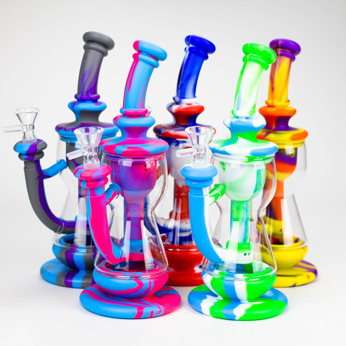 9.8" Silicone+Glass bong-Assorted [007B]