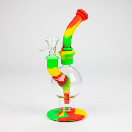 7.8" Silicone+Glass Round bong-Assorted [038B]