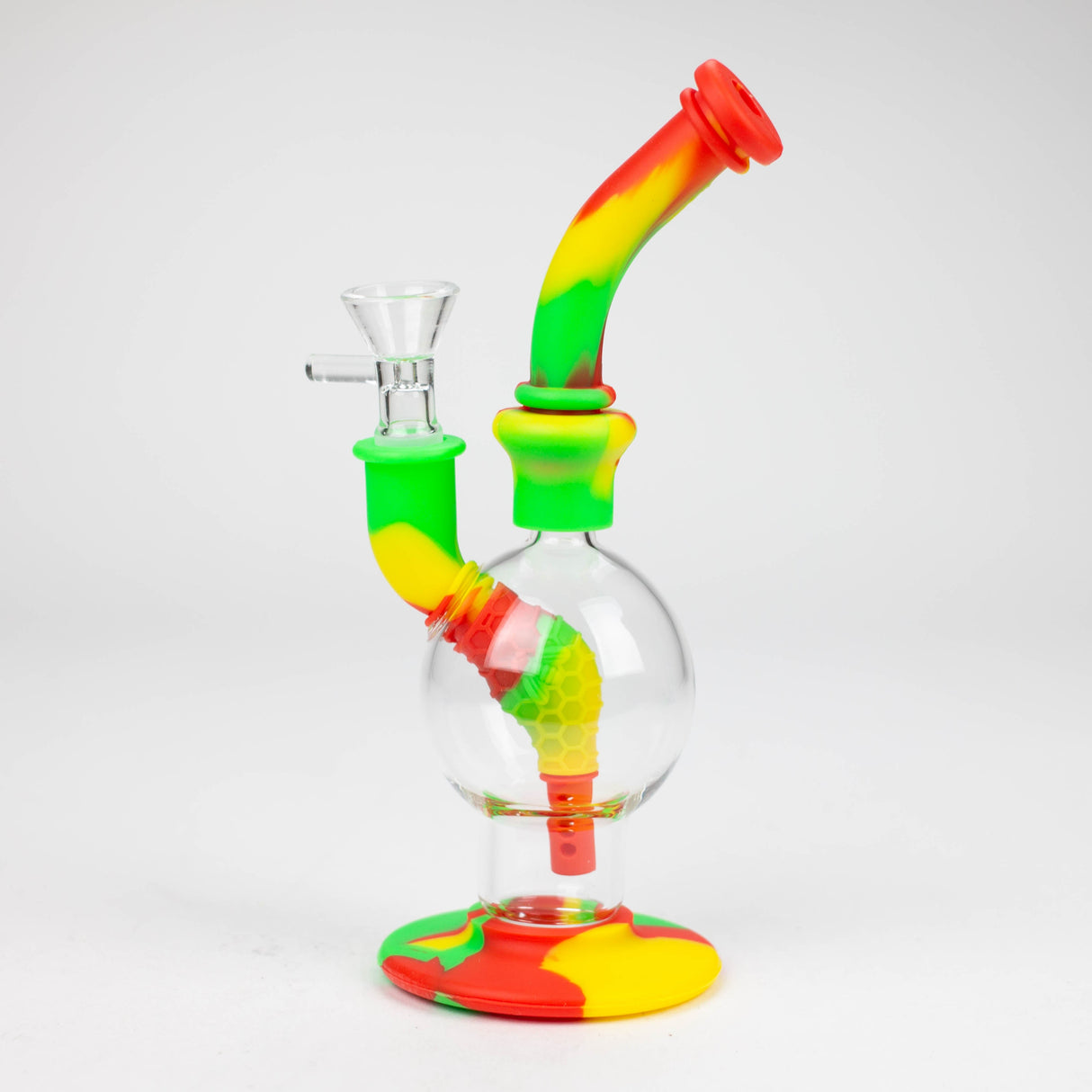 7.8" Silicone+Glass Round bong-Assorted [038B]