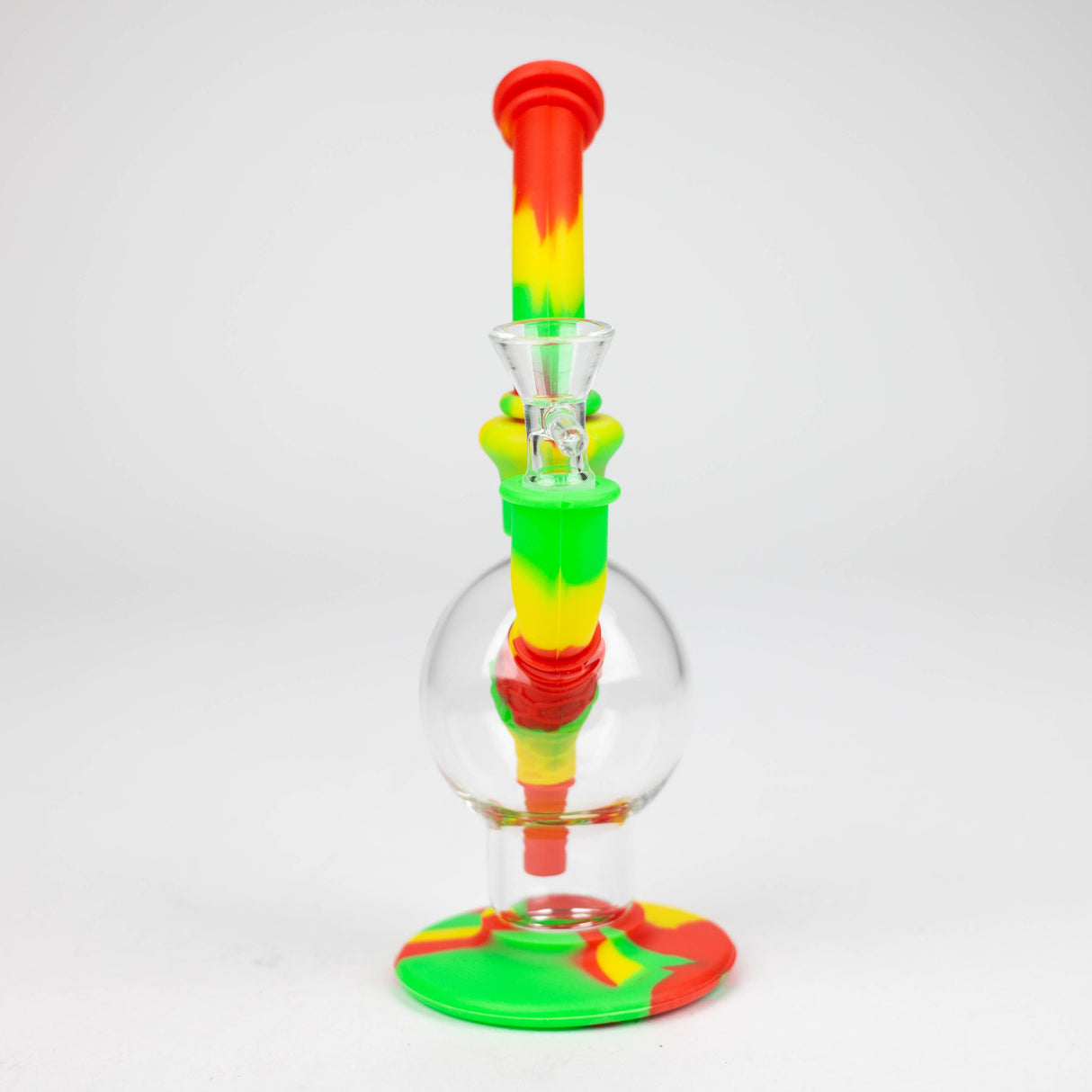 7.8" Silicone+Glass Round bong-Assorted [038B]