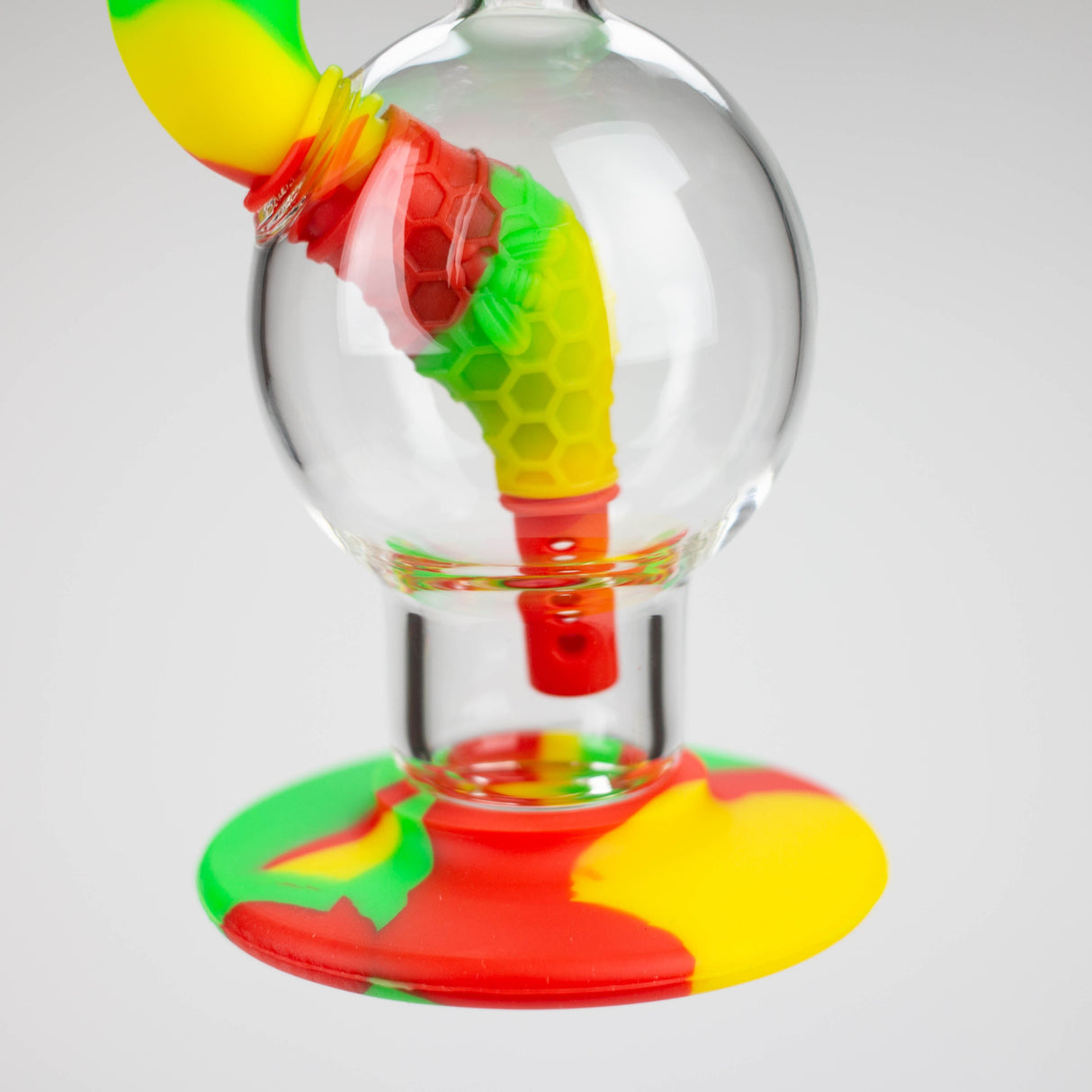 7.8" Silicone+Glass Round bong-Assorted [038B]