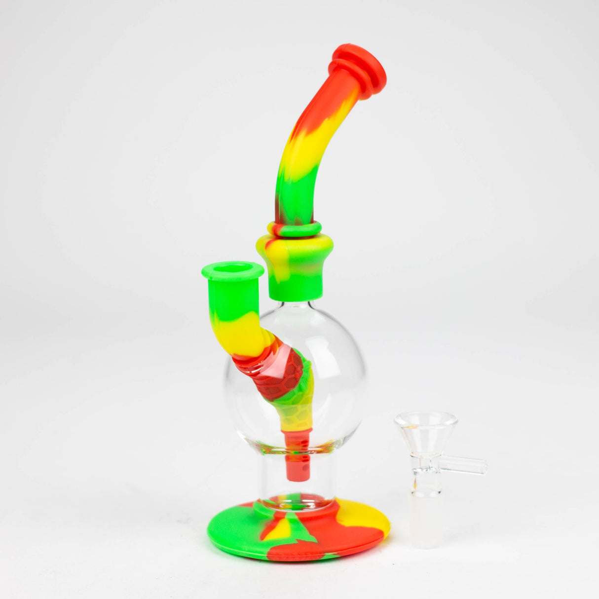 7.8" Silicone+Glass Round bong-Assorted [038B]