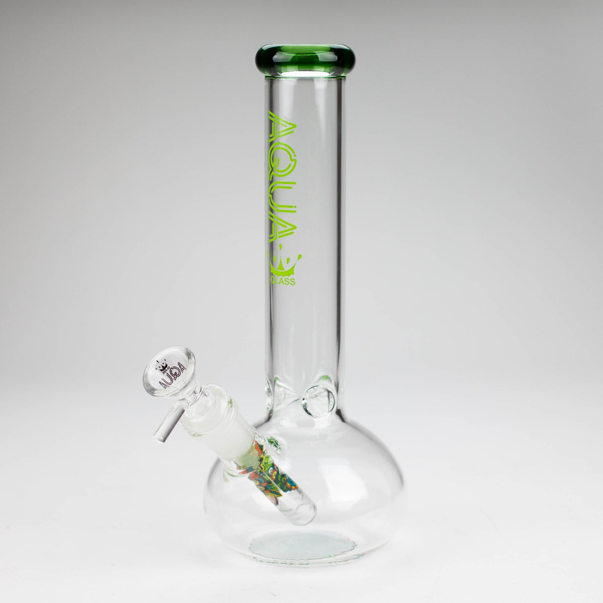 AQUA | 10" Round glass water bong with silicone cap [AQUA201]