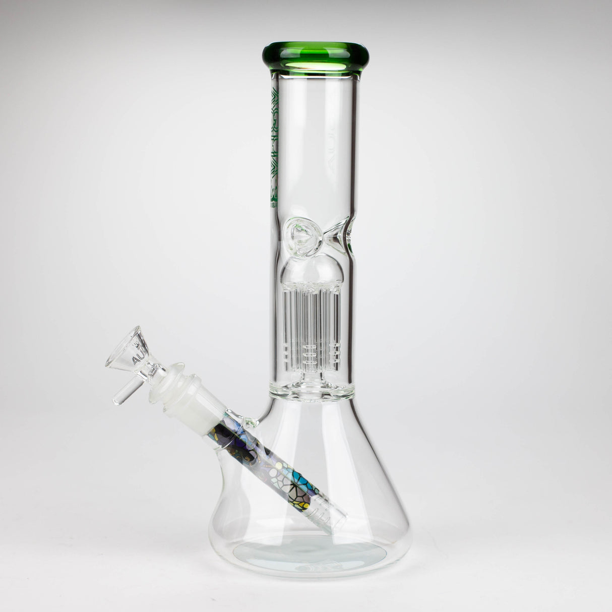 AQUA | 10.5" Single tree arm glass water bong with silicone cap [AQUA202]