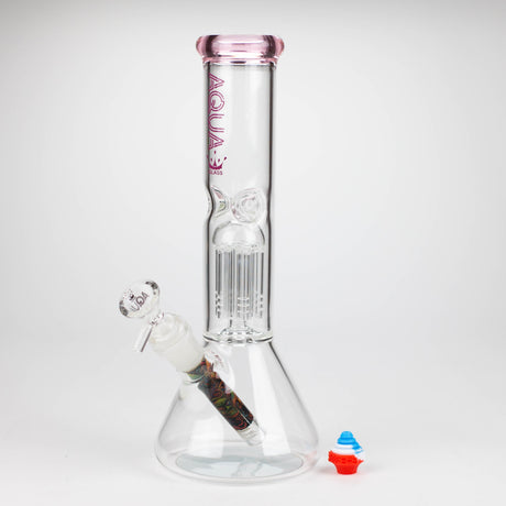 AQUA | 10.5" Single tree arm glass water bong with silicone cap [AQUA202]