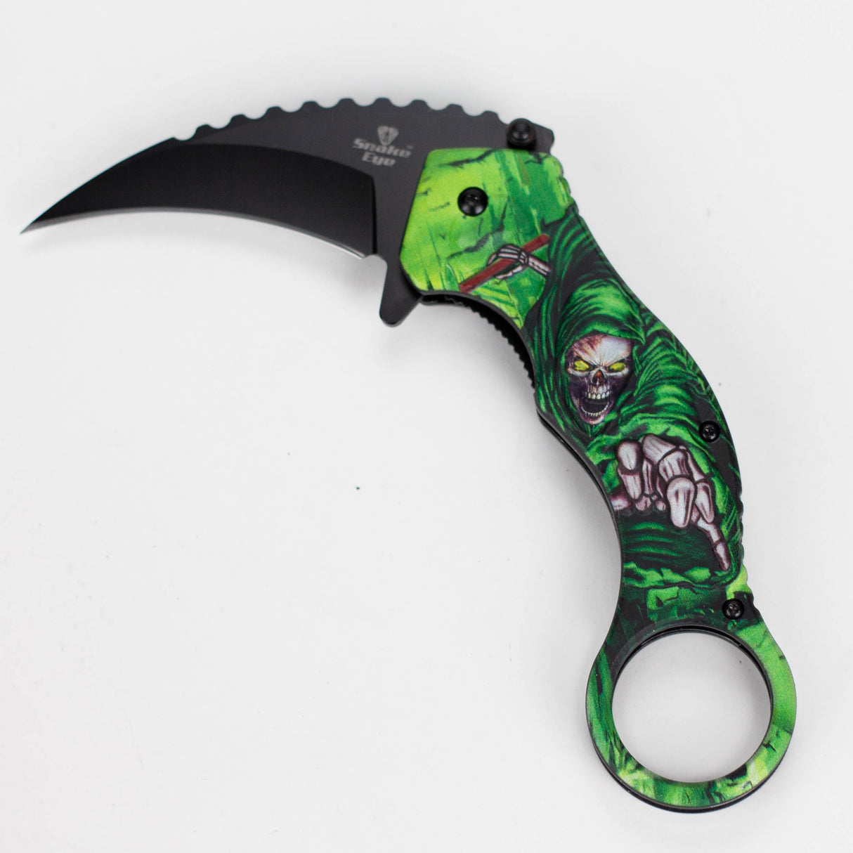 Snake Eye | Skull Design folding Karambit 3" Blade [SE-090P] Folding Knife BB Canada Green