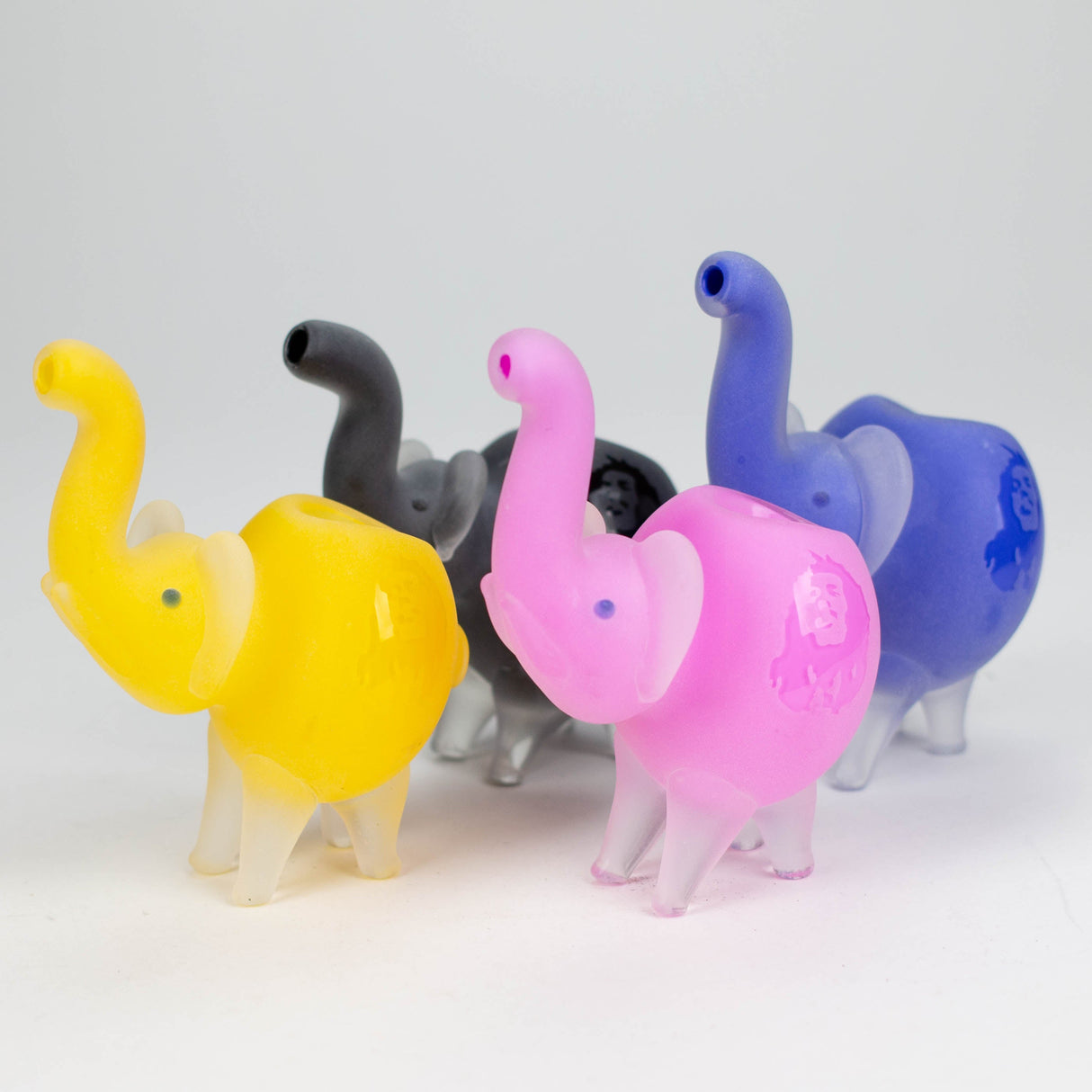 4.25" Elephant Frosted Glass Pipe - Assorted Colors [PIP187] Glass Pipe NIBO Distribution