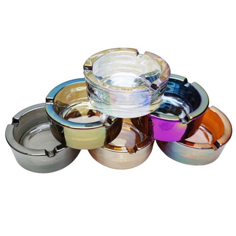 Electroplate Glass Ashtray box of 6