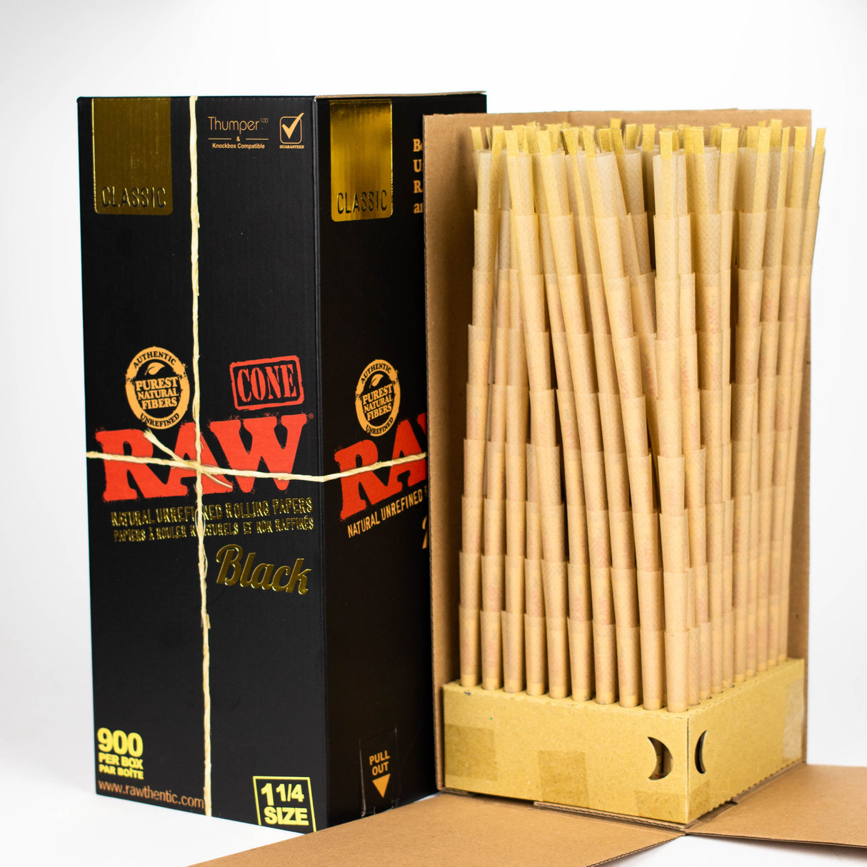 RAW | Classic Black 1 1/4 Prerolled Cones Bulk - 900