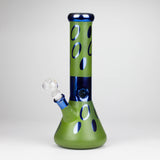 12" Green Base Blue Rings Glass Water Bong