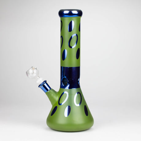 12" Green Base Blue Rings Glass Water Bong