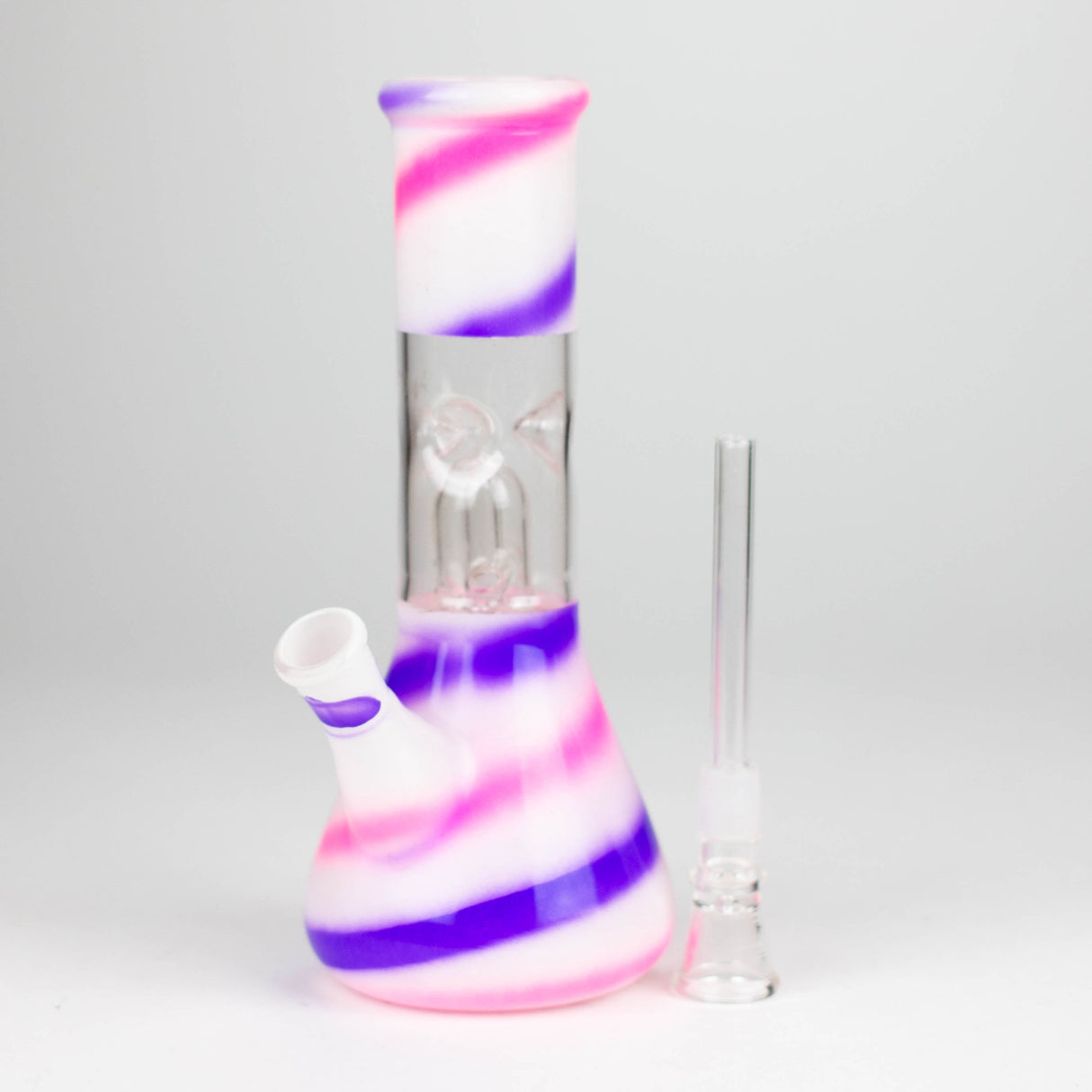 8" Blue n Mauve Strips Dome Percolator Bong