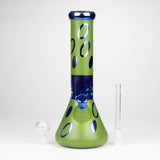 12" Green Base Blue Rings Glass Water Bong