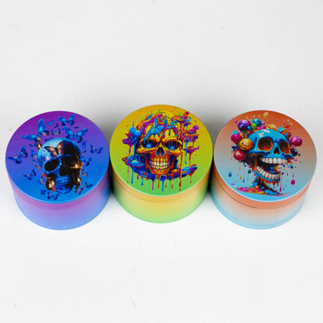 2.5" Metal Grinder 4 Layers with Butterfly Sugar Skull Design Box of 6 [PH6918]