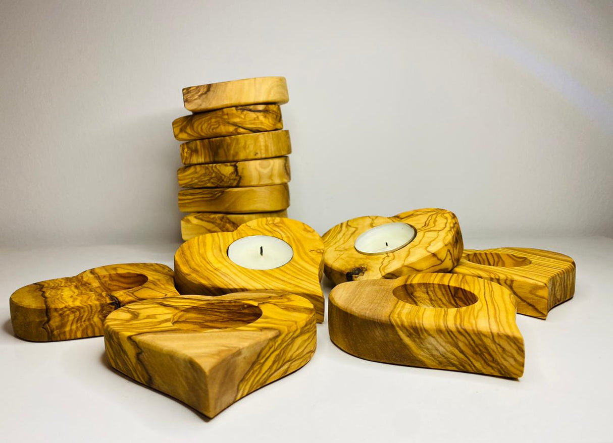 VOW | Olive wood Heart Candle Holder Gadget Variety Olive Wood