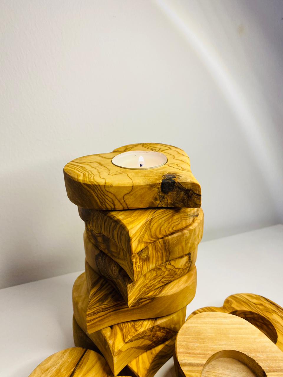 VOW | Olive wood Heart Candle Holder Gadget Variety Olive Wood
