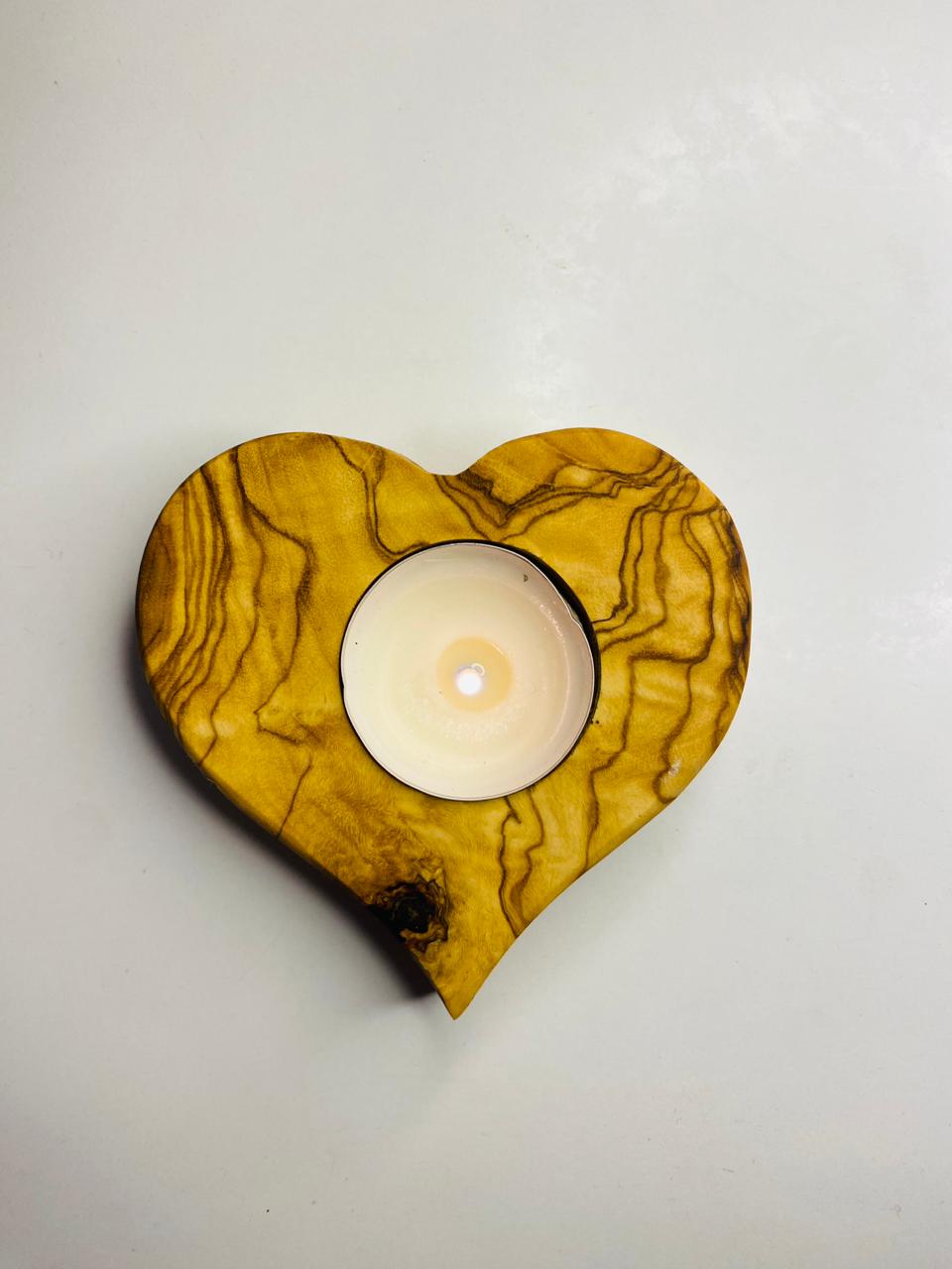 VOW | Olive wood Heart Candle Holder Gadget Variety Olive Wood