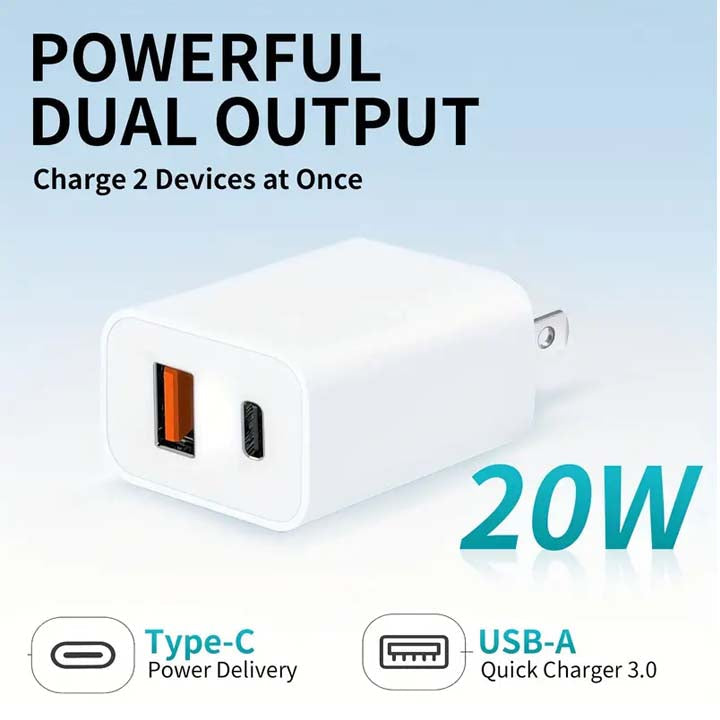 Dual Output USB-C + USB-A Charger Adapter Super Supplys Inc
