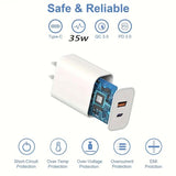 Dual Output USB-C + USB-A Charger Adapter Super Supplys Inc 15W+35W