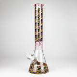 17" Color accented 7 mm glass water bong With Poker Design