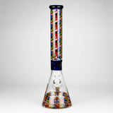 17" Color accented 7 mm glass water bong With Poker Design