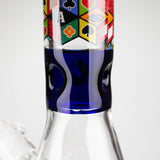 17" Color accented 7 mm glass water bong With Poker Design