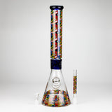 17" Color accented 7 mm glass water bong With Poker Design