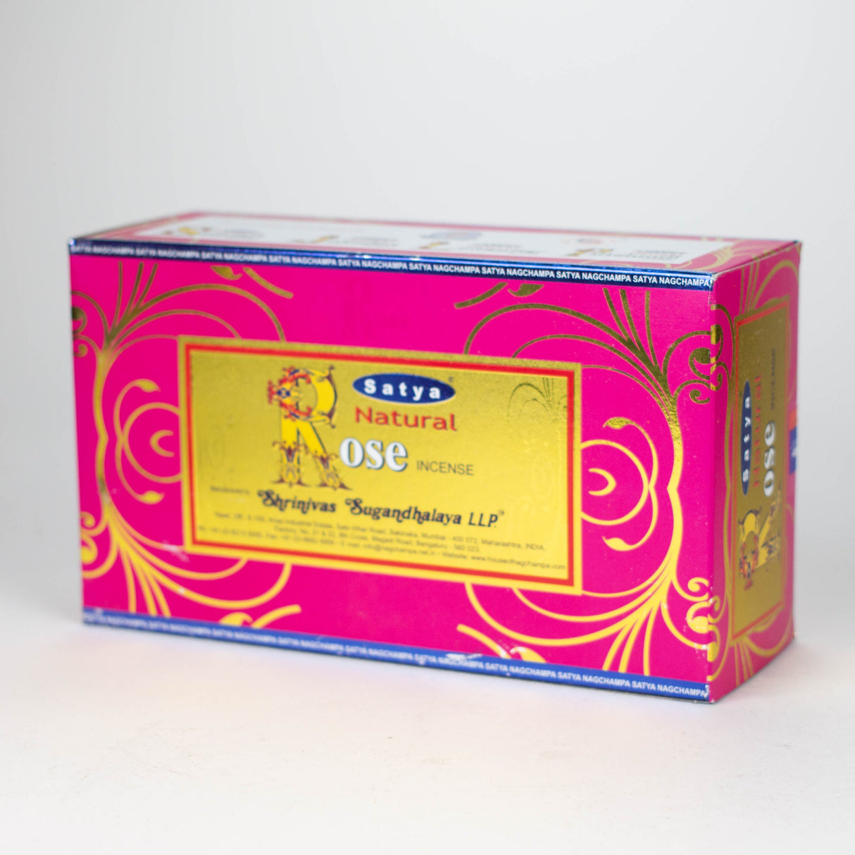 Satya | Nag Champa Natural 15g Box of 12 Incense Bongzie Smokes Rose