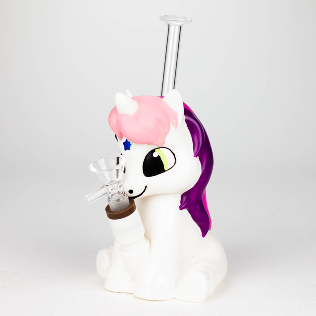 7.6" Vinyl unicorn water pipe [H395] Resin · Silicone · Plastic Bong YHS Smoke