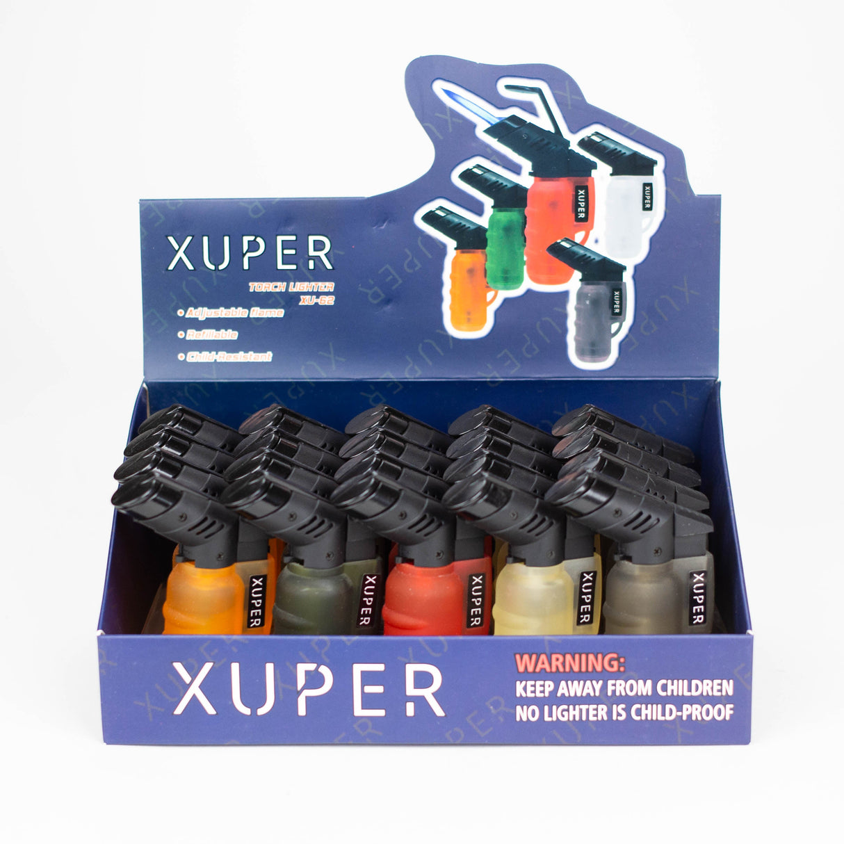 XUPER Lighter single flame Torch box of 20 [98-1162]