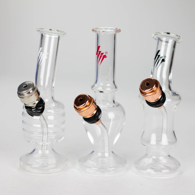 HIT | 5" miniature glass water bong with metal stem - Assorted Glass Bong NIBO Distribution