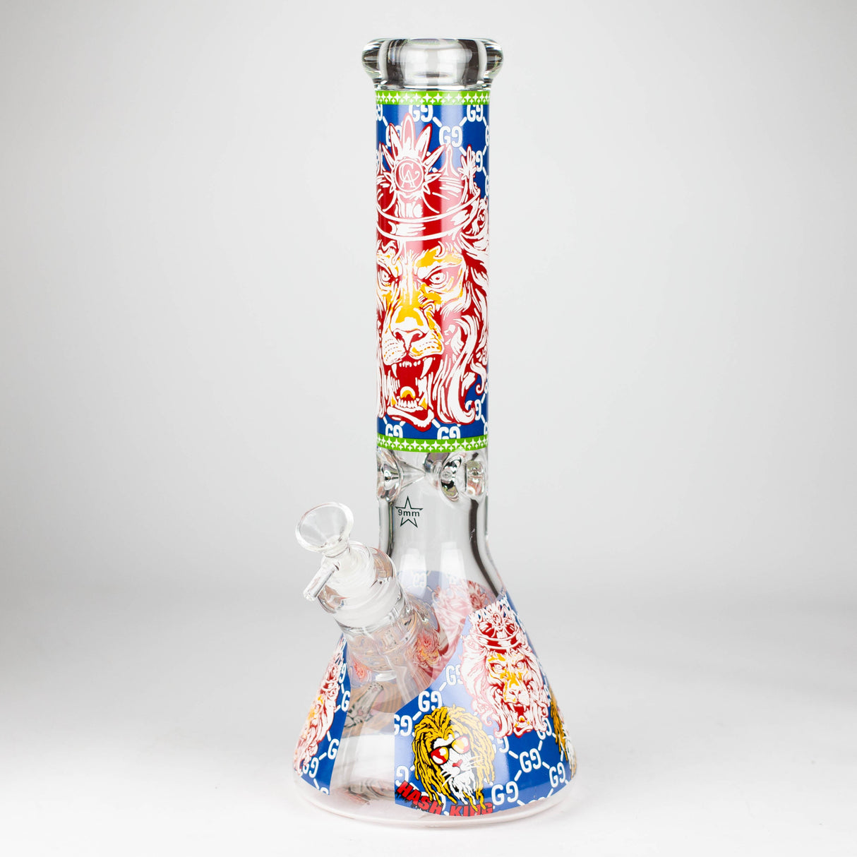 14" Hash King Lion Glow 9mm glass bong [PIP867]