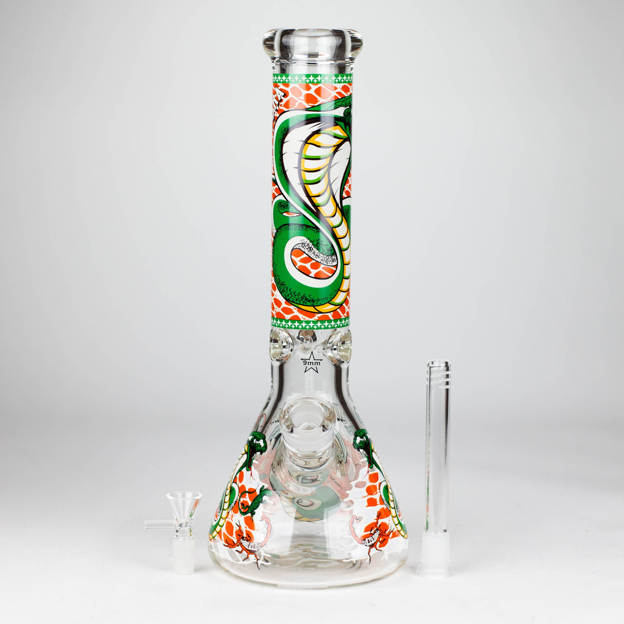 14" Cobra snake Glow 9mm glass bong [PIP868]