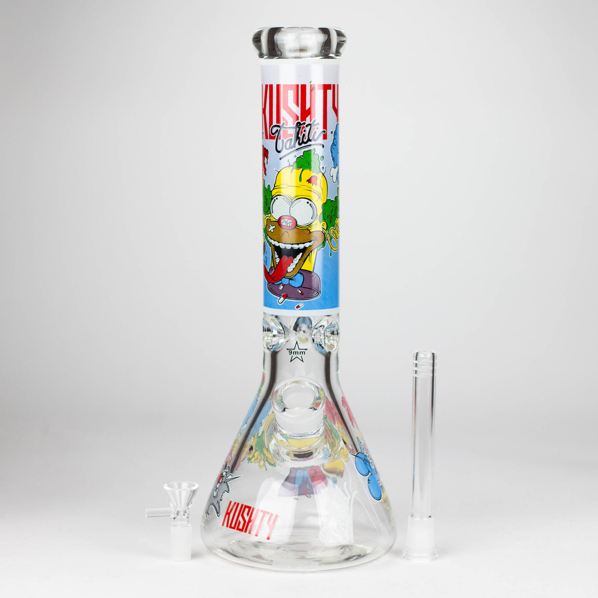 14" Cartoon Glow 9 mm glass bong [PIP834]