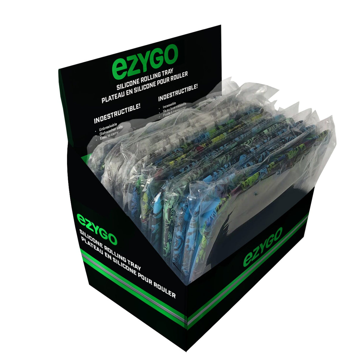 Ezygo | Silicone Rolling Tray Display of 10 [EG-TRAY100] ROLLING ACCESSORIES Slick Lighters