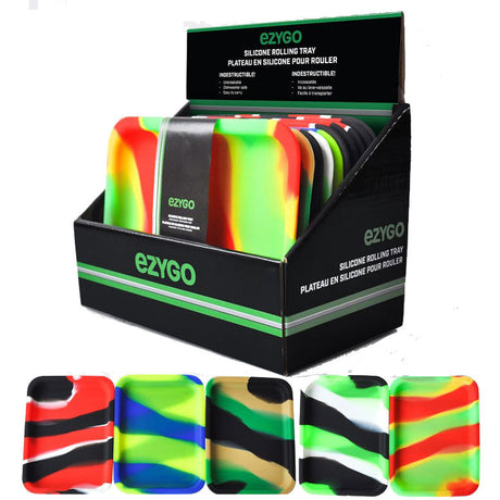 Ezygo | Silicone Rolling Tray Display of 10 [EG-TRAY100] ROLLING ACCESSORIES Slick Lighters