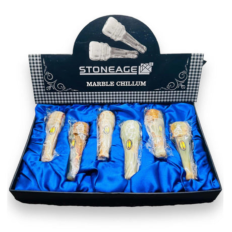 StoneAge | 4" Handmade Jumbo Tobacco Smoking Chillums, Includes Display Box - Pack of 6 Quartz · Stone Pipe NicePrice