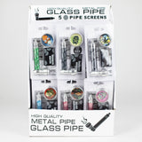 3.3″ Aluminum Tobacco Pipe with Grinder Display of 24