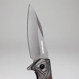 Hunt-Down | 8" Titanium Coated Finish Blade Ball Baring Folding Knife With Leather Sheath [14392] Folding Knife Canadian Distributor