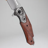 Hunt-Down | 8" Titanium Coated Finish Blade Ball Baring Folding Knife With Leather Sheath [14392] Folding Knife Canadian Distributor