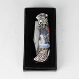 TheBoneEdge | 7" Wolf Design Pattern Handle Classic Folding Knife [14310] Folding Knife Canadian Distributor