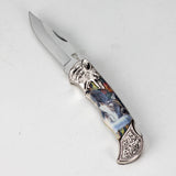 TheBoneEdge | 7" Wolf Design Pattern Handle Classic Folding Knife [14310] Folding Knife Canadian Distributor