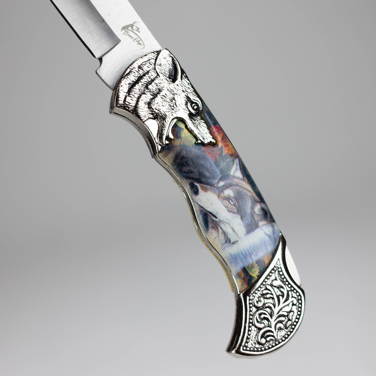 TheBoneEdge | 7" Wolf Design Pattern Handle Classic Folding Knife [14310] Folding Knife Canadian Distributor