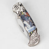 TheBoneEdge | 7" Wolf Design Pattern Handle Classic Folding Knife [14310] Folding Knife Canadian Distributor