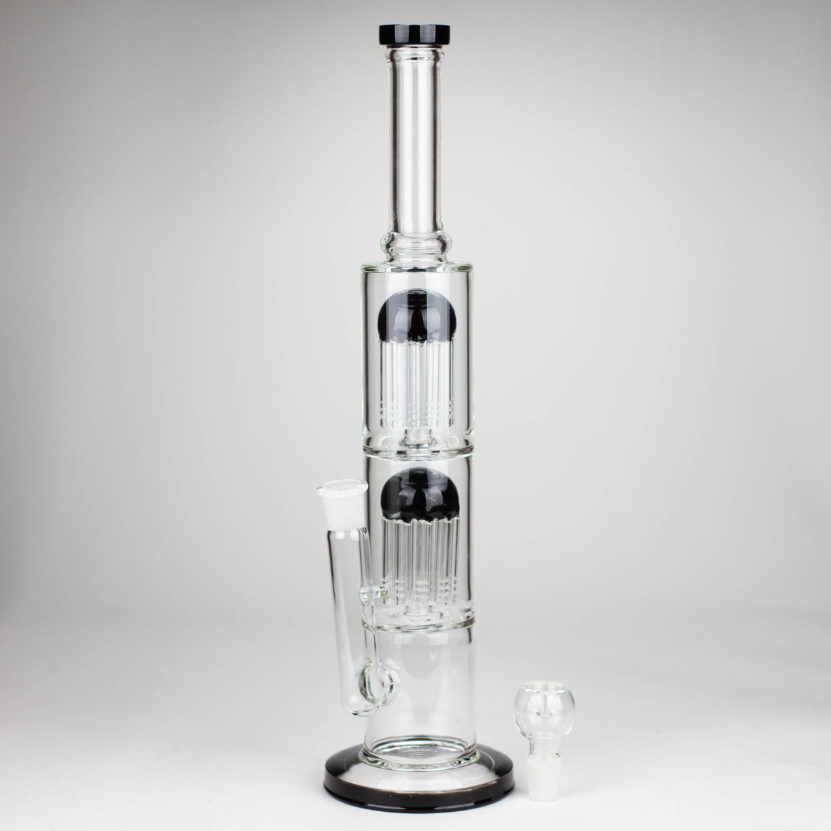 16" Color accented double percolator glass bong