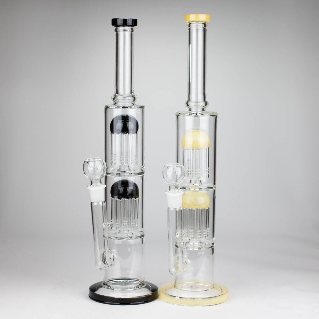 16" Color accented double percolator glass bong