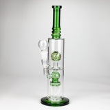 14" Color accented percolator glass bong with ball & Arm diffuser